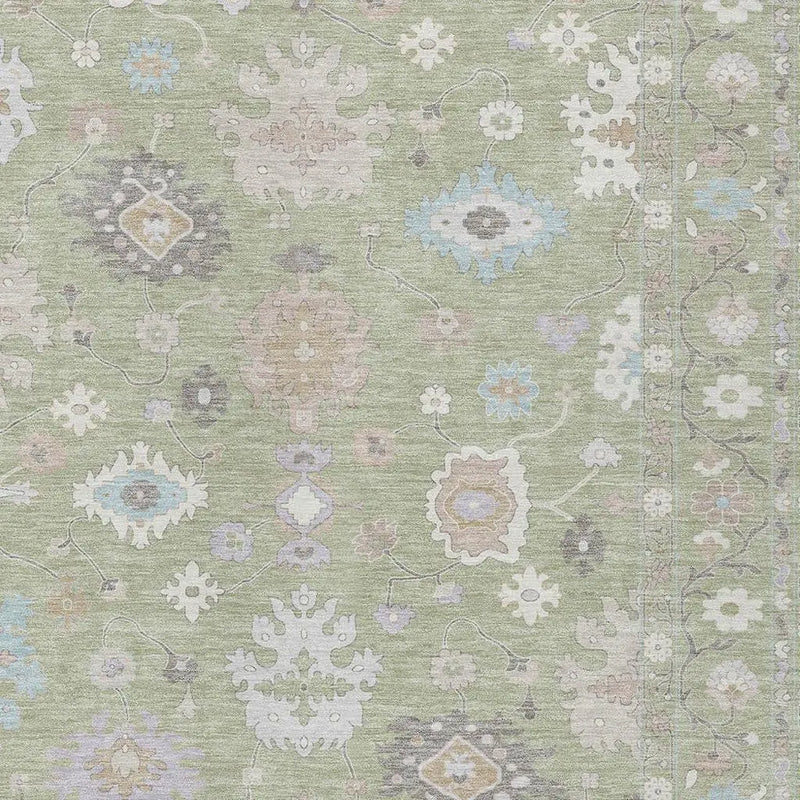 9' X 12' Green And Teal Blue Oriental Washable Indoor Outdoor Area Rug Homeroots Outdoor