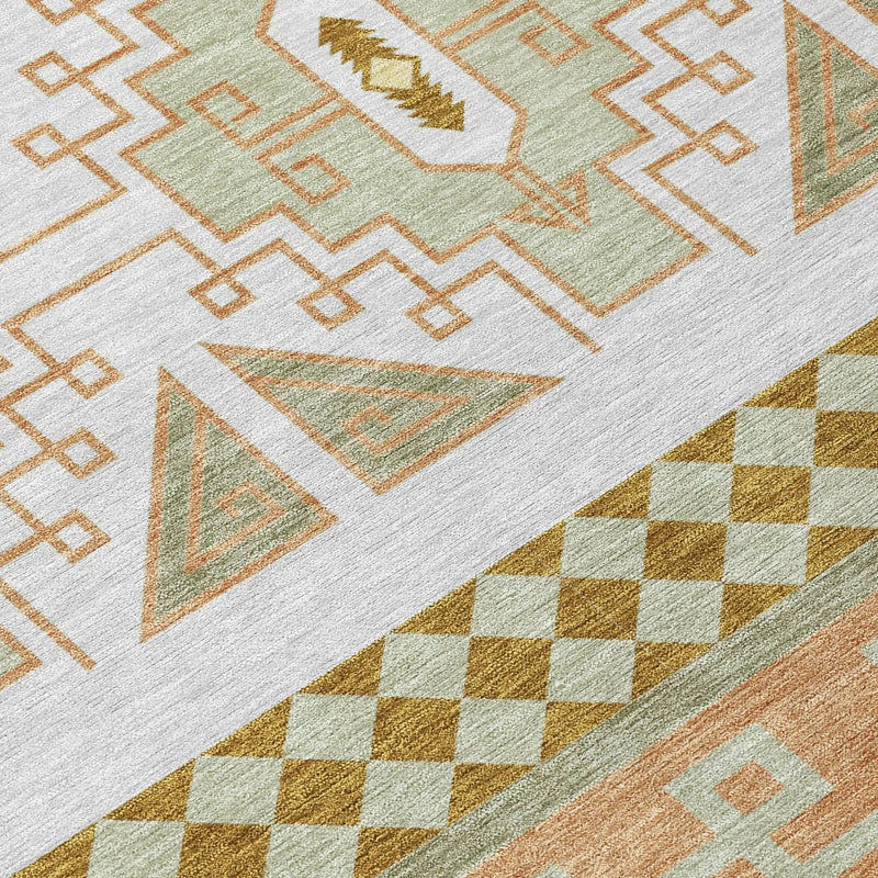 9' X 12' Green And Teal Blue Tribal Washable Indoor Outdoor Area Rug Homeroots Outdoor