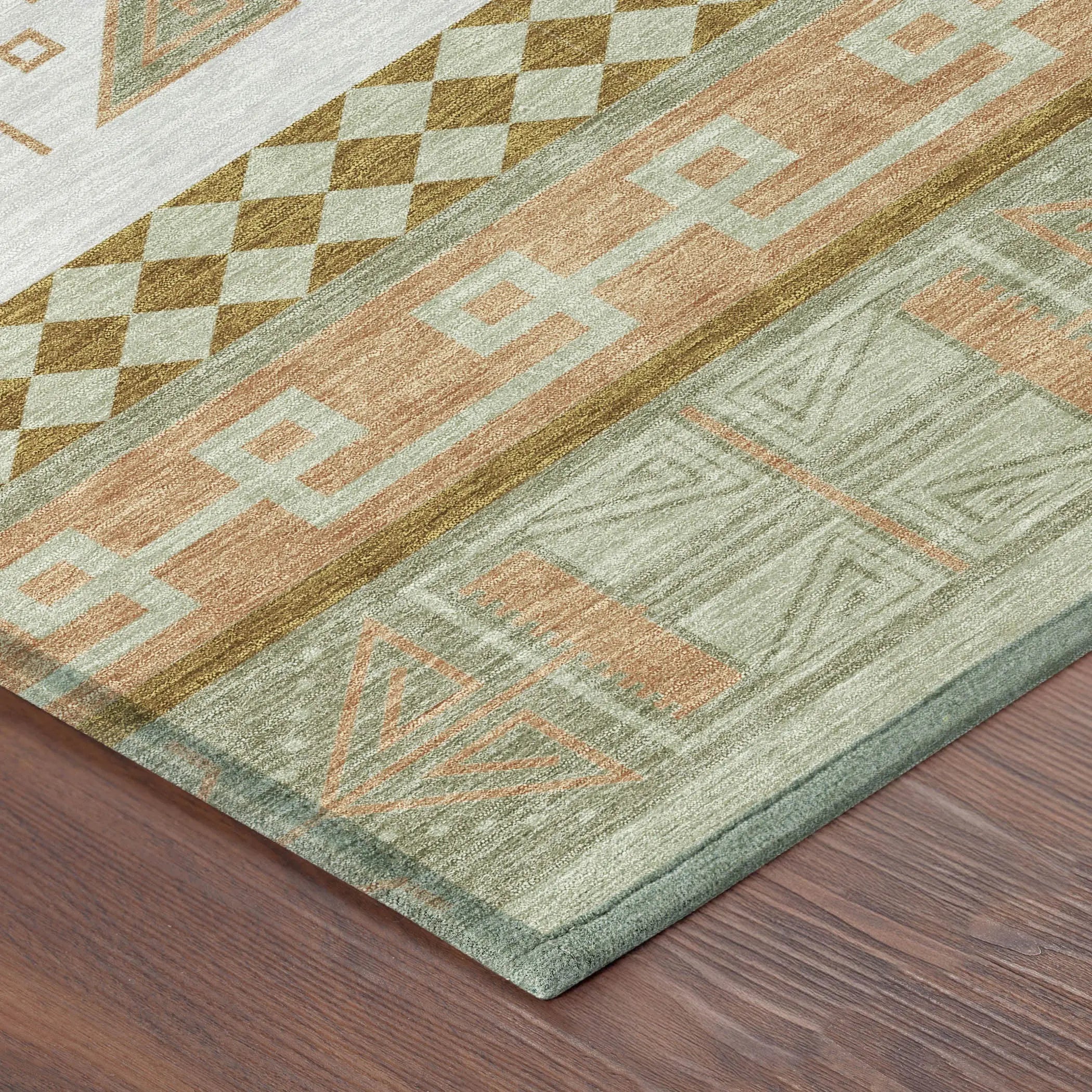 9' X 12' Green And Teal Blue Tribal Washable Indoor Outdoor Area Rug Homeroots Outdoor