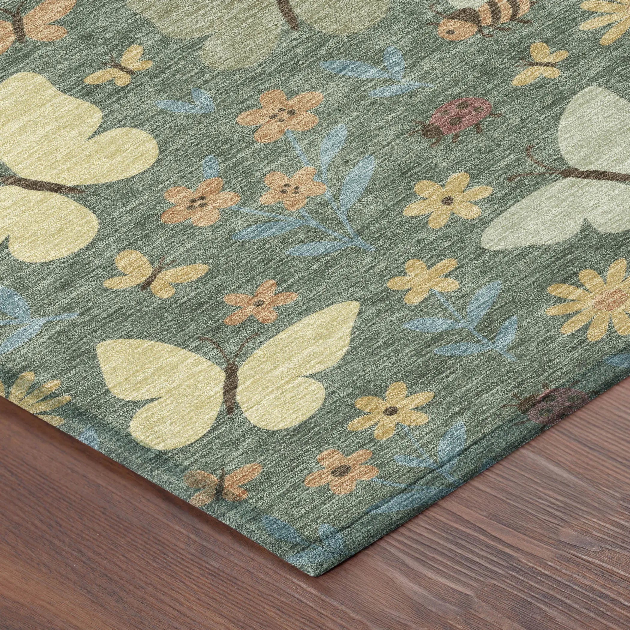 9' X 12' Green And Wheat Abstract Washable Indoor Outdoor Area Rug Homeroots Outdoor