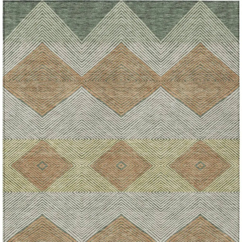 9' X 12' Green And Wheat Geometric Washable Indoor Outdoor Area Rug Homeroots Outdoor