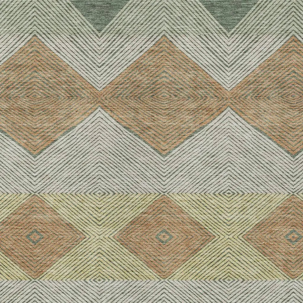 9' X 12' Green And Wheat Geometric Washable Indoor Outdoor Area Rug Homeroots Outdoor