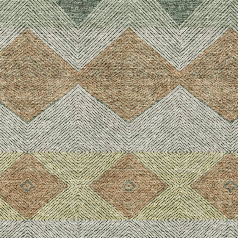9' X 12' Green And Wheat Geometric Washable Indoor Outdoor Area Rug Homeroots Outdoor