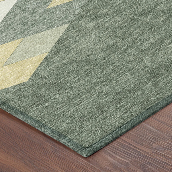 9' X 12' Green And Wheat Geometric Washable Indoor Outdoor Area Rug Homeroots Outdoor