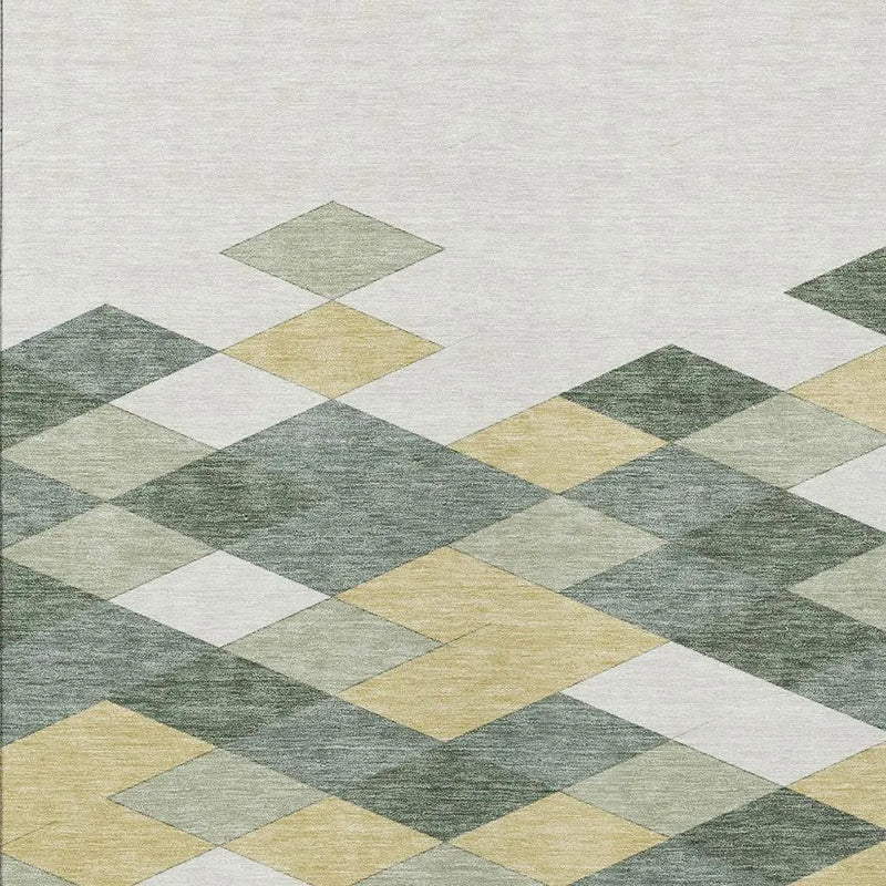 9' X 12' Green And Wheat Geometric Washable Indoor Outdoor Area Rug Homeroots Outdoor