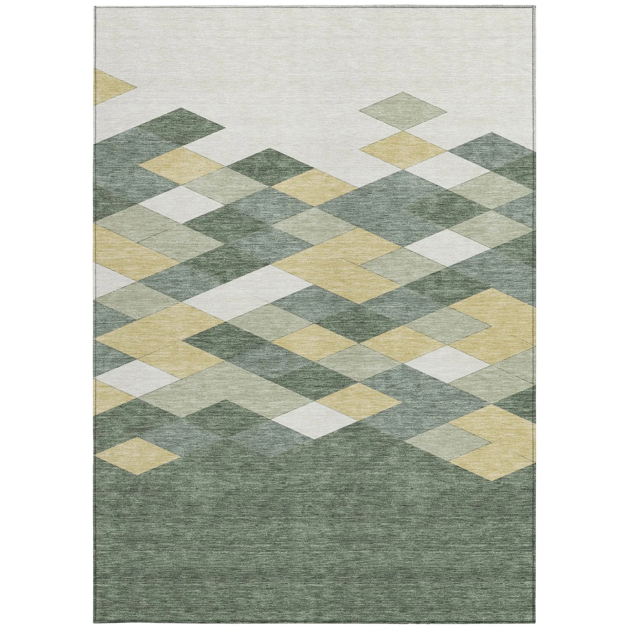 9' X 12' Green And Wheat Geometric Washable Indoor Outdoor Area Rug Homeroots Outdoor