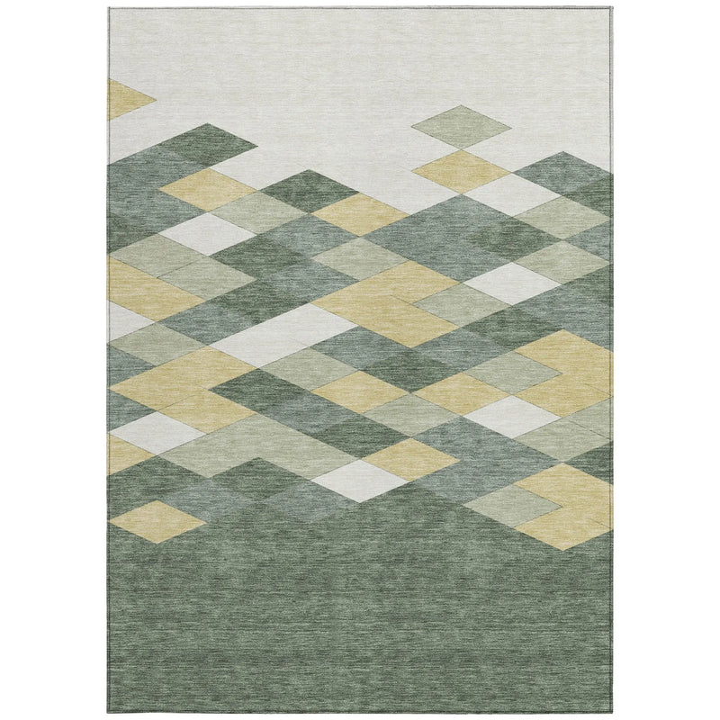9' X 12' Green And Wheat Geometric Washable Indoor Outdoor Area Rug Homeroots Outdoor