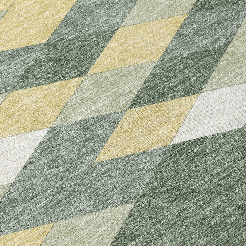 9' X 12' Green And Wheat Geometric Washable Indoor Outdoor Area Rug Homeroots Outdoor