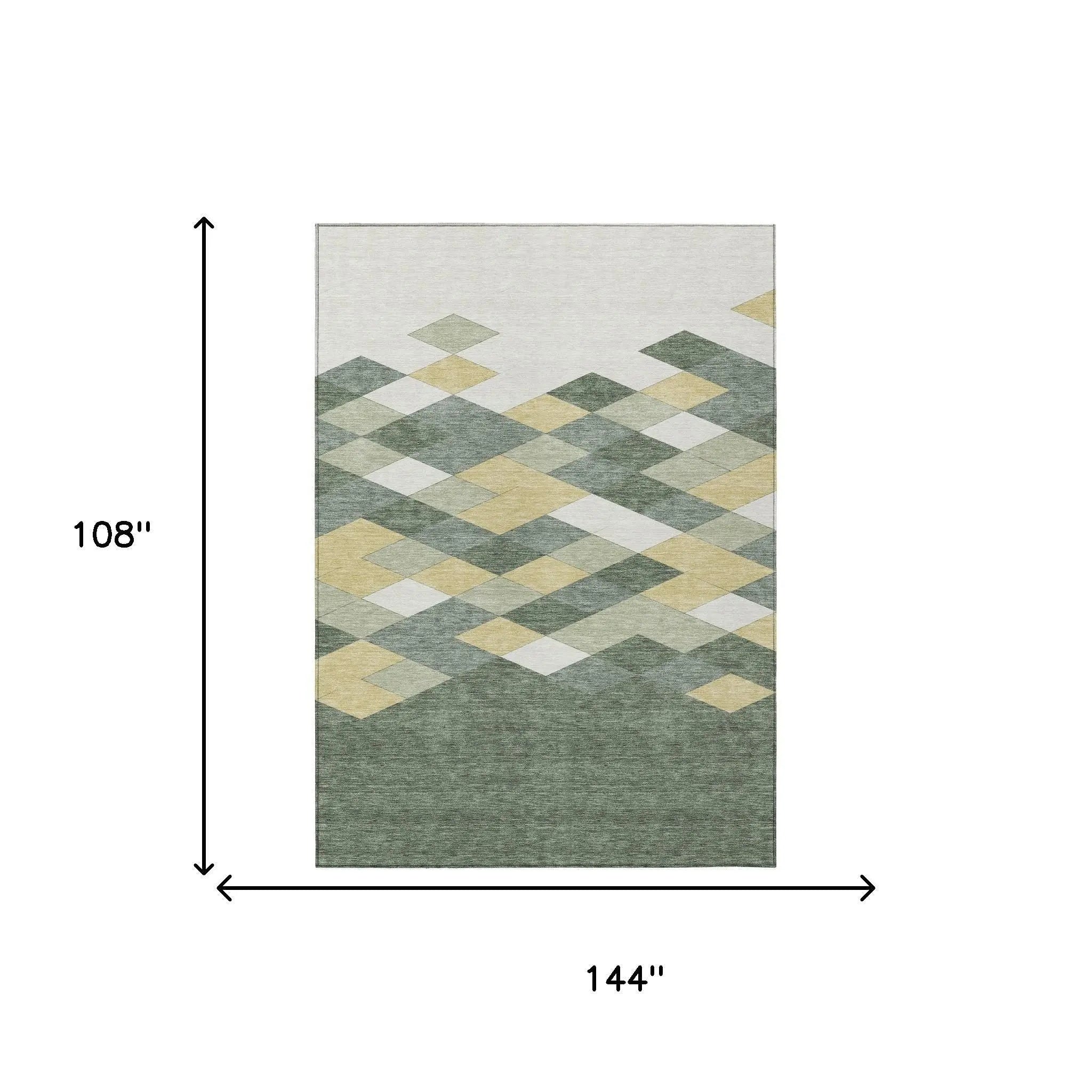 9' X 12' Green And Wheat Geometric Washable Indoor Outdoor Area Rug Homeroots Outdoor