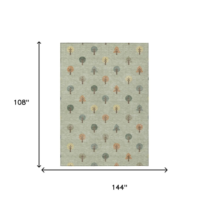 9' X 12' Green And Wheat Geometric Washable Indoor Outdoor Area Rug Homeroots Outdoor