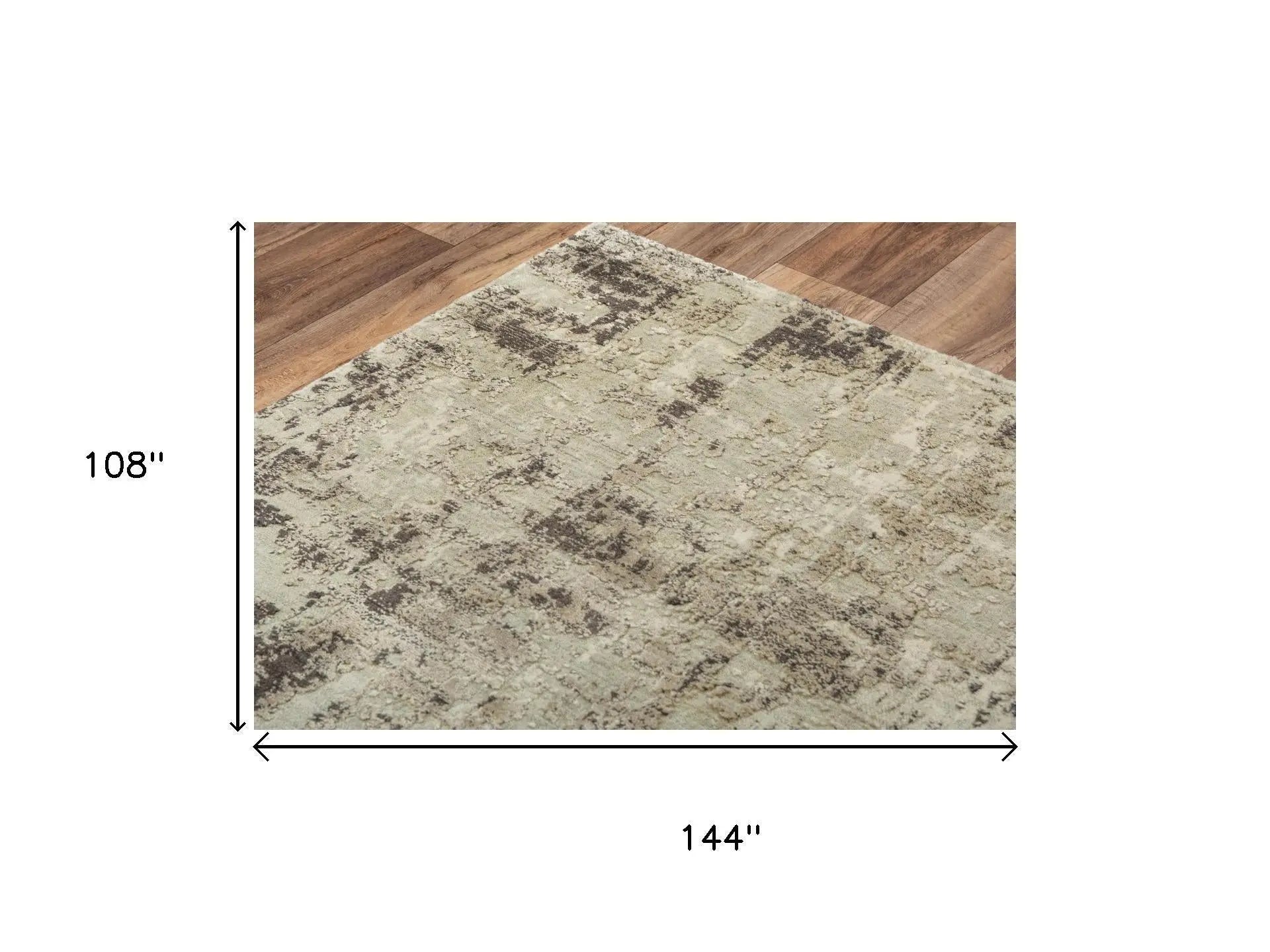 9' X 12' Green Brown And Beige New Zealand Lambs Wool Abstract Hand Carved Handmade Area Rug Homeroots Home Decor