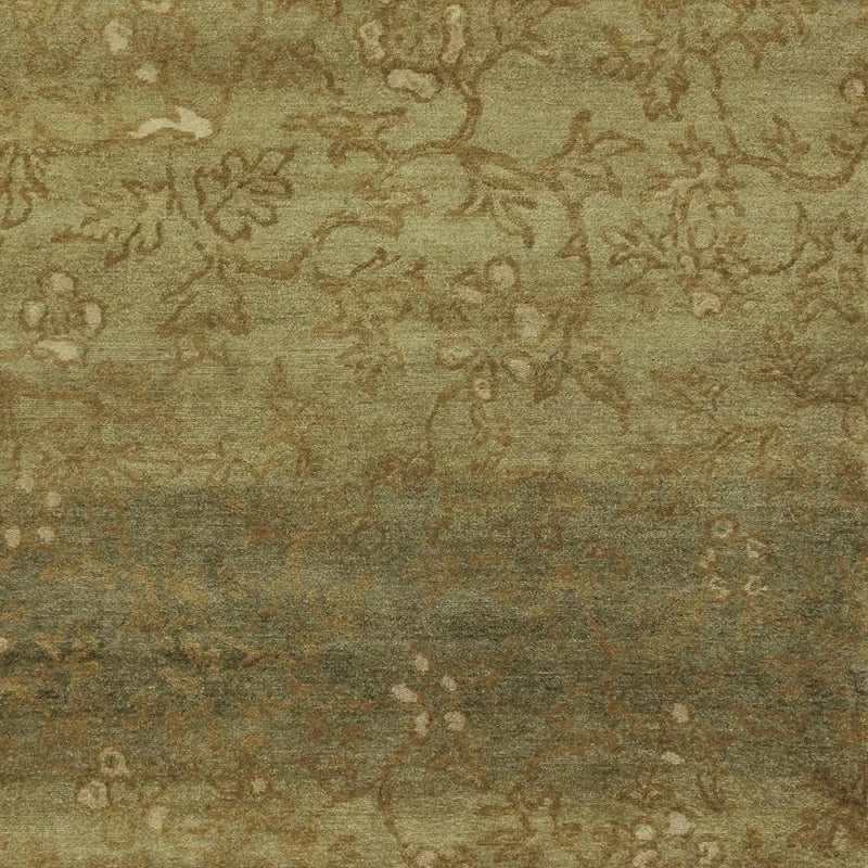 9' X 12' Green Tan And Yellow Wool Floral Hand Knotted Area Rug Homeroots Home Decor