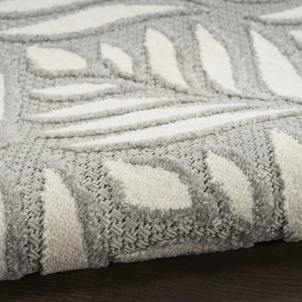 9' X 12' Grey Floral Stain Resistant Non Skid Area Rug Homeroots Outdoor