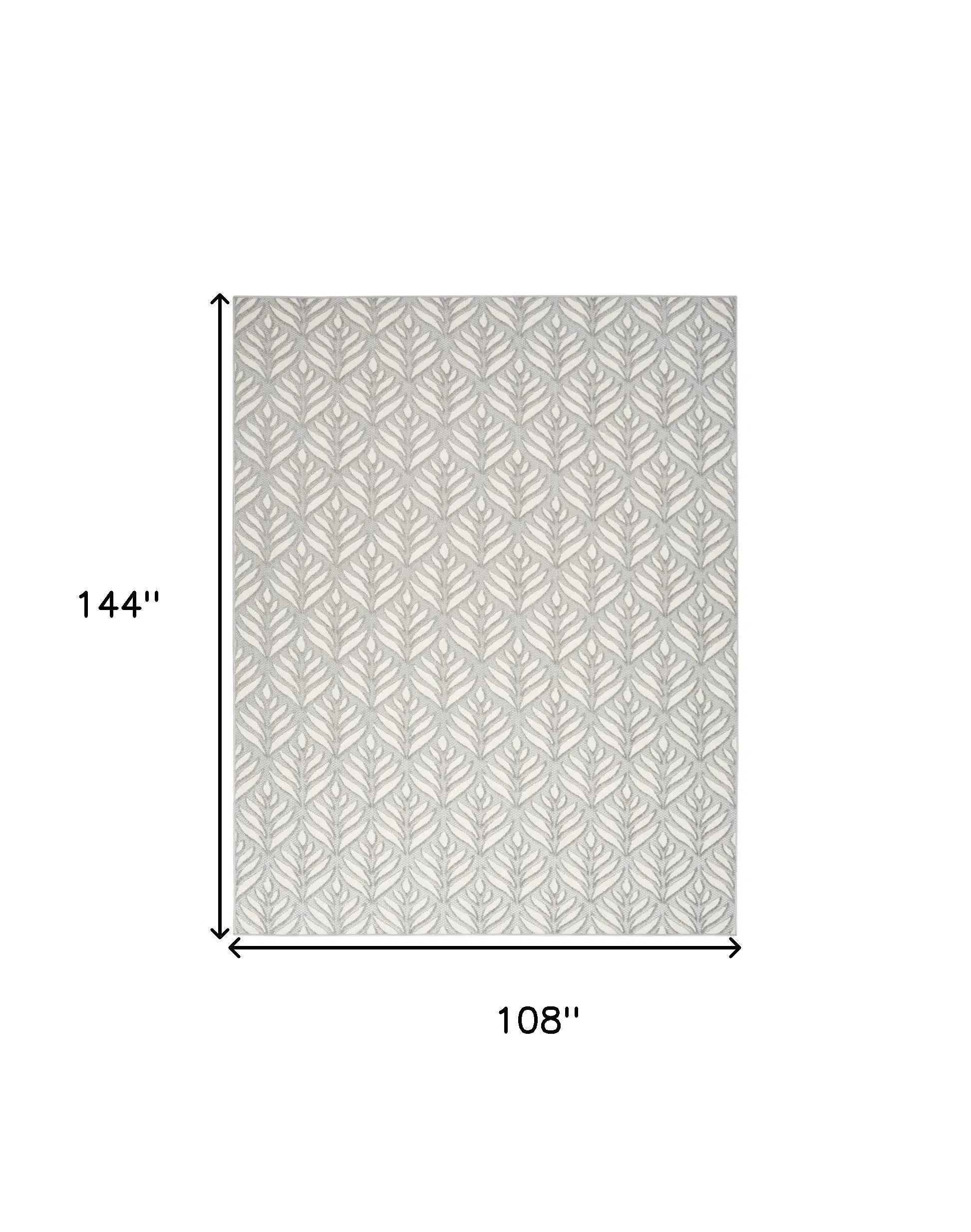 9' X 12' Grey Floral Stain Resistant Non Skid Area Rug Homeroots Outdoor