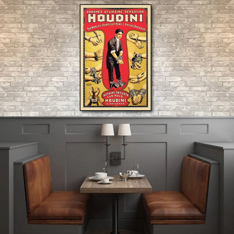 9" X 12" Houdini Handcuff King Vintage Magic Poster Wall Art Homeroots Home Decor