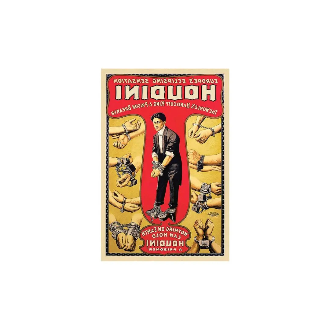 9" X 12" Houdini Handcuff King Vintage Magic Poster Wall Art Homeroots Home Decor