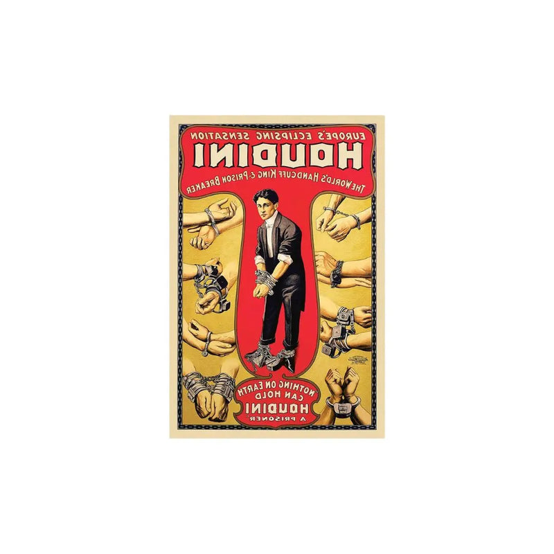 9" X 12" Houdini Handcuff King Vintage Magic Poster Wall Art Homeroots Home Decor