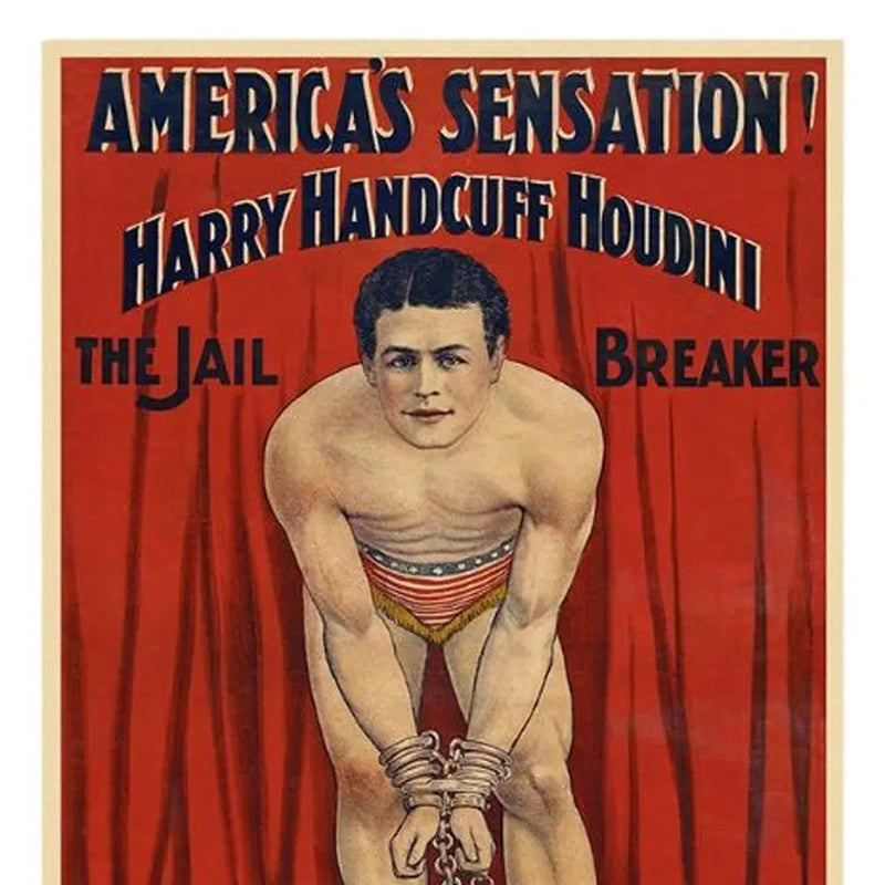 9" X 12" Houdini In Handcuffs Vintage Magic Poster Wall Art Homeroots Home Decor