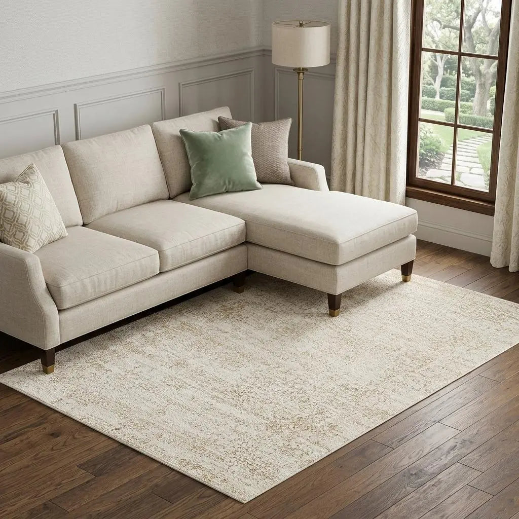 9' X 12' Ivory And Beige Abstract Area Rug Homeroots Home Decor