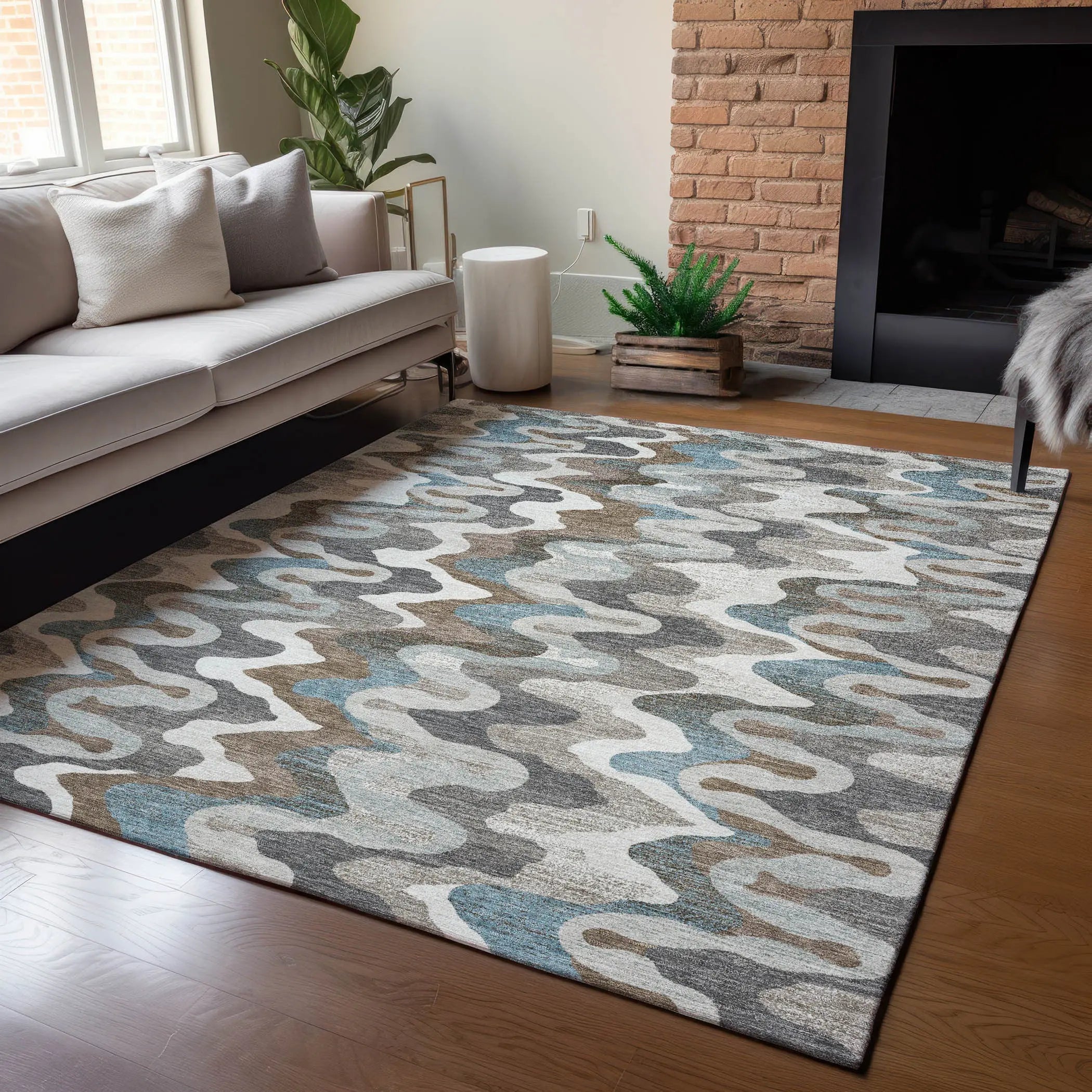 9' X 12' Ivory And Beige Abstract Washable Indoor Outdoor Area Rug Homeroots Outdoor