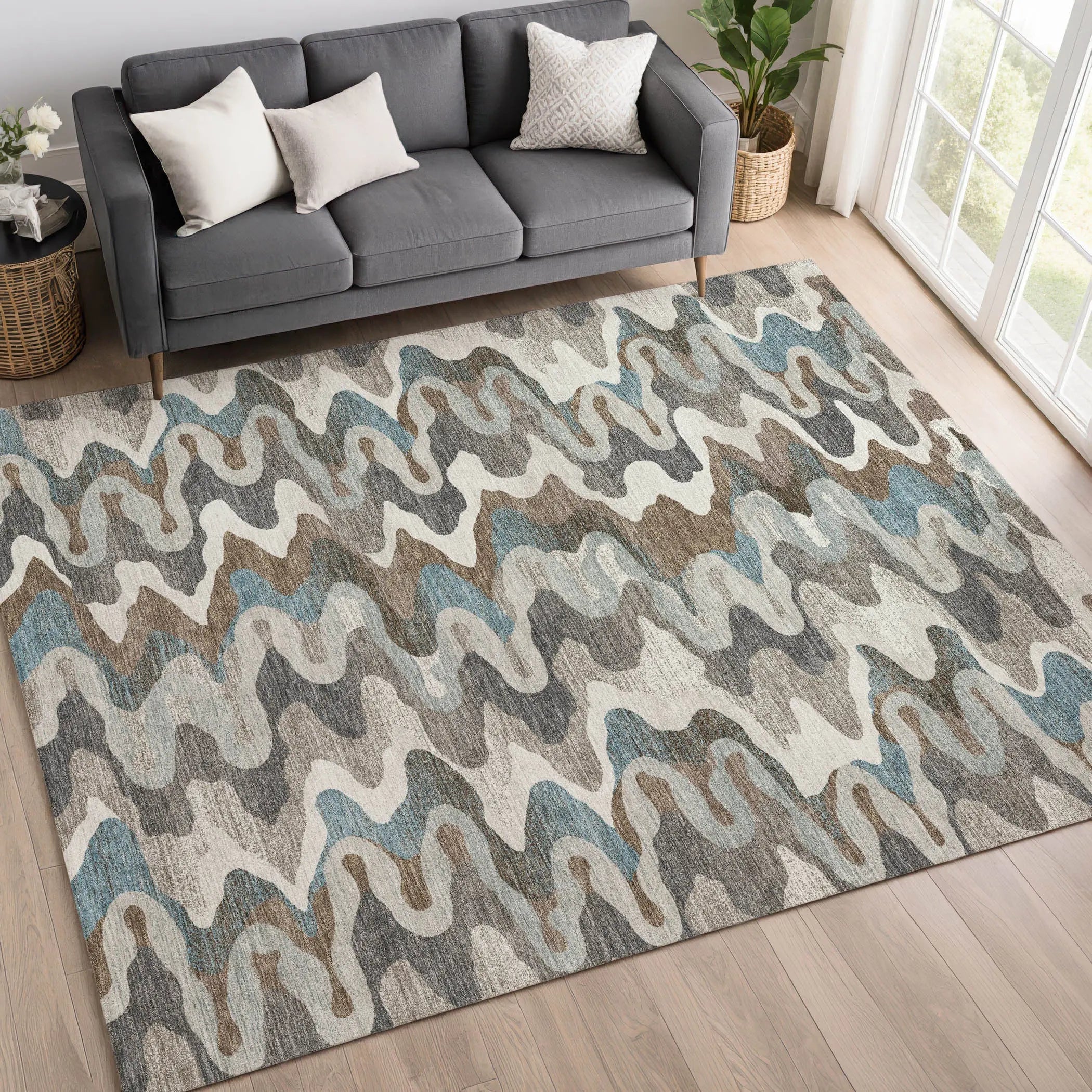 9' X 12' Ivory And Beige Abstract Washable Indoor Outdoor Area Rug Homeroots Outdoor
