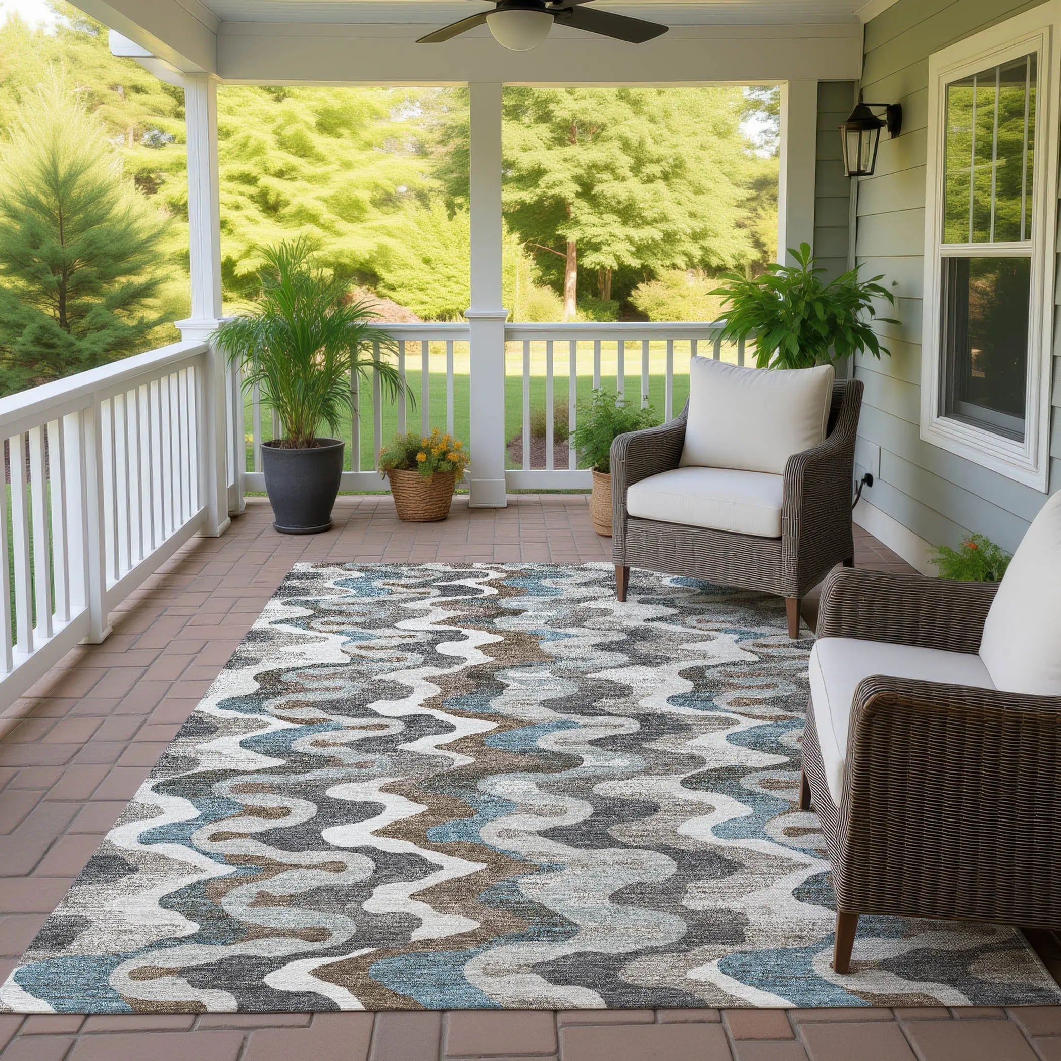 9' X 12' Ivory And Beige Abstract Washable Indoor Outdoor Area Rug Homeroots Outdoor