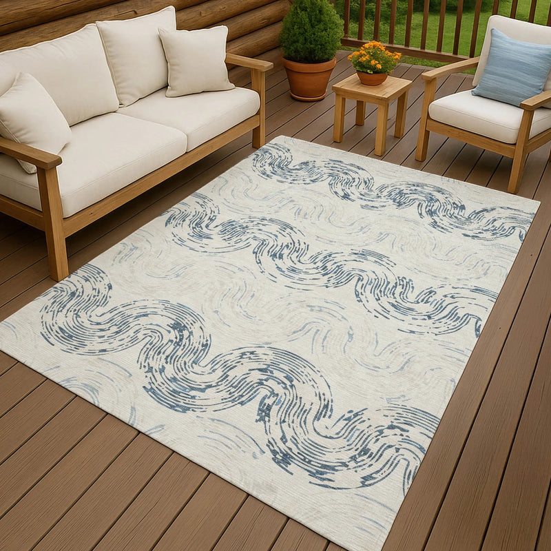 9' X 12' Ivory And Beige Abstract Washable Indoor Outdoor Area Rug Homeroots Outdoor