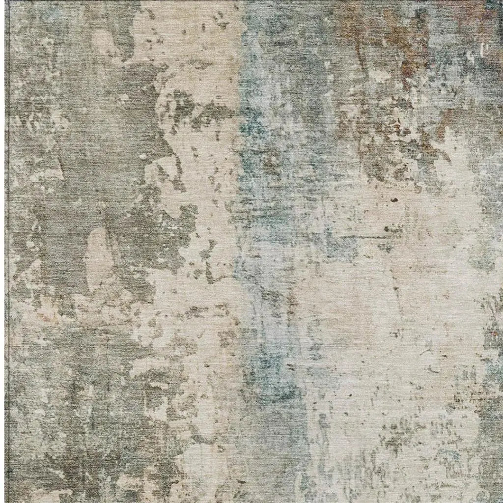 9' X 12' Ivory And Beige Abstract Washable Indoor Outdoor Area Rug Homeroots Outdoor