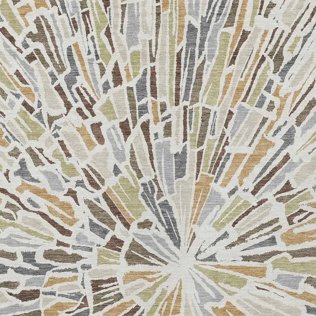 9' X 12' Ivory And Beige Abstract Washable Indoor Outdoor Area Rug Homeroots Outdoor