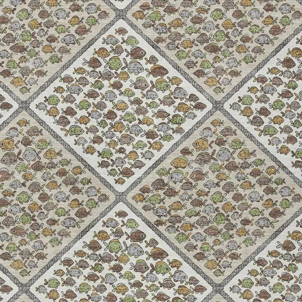 9' X 12' Ivory And Beige Abstract Washable Indoor Outdoor Area Rug Homeroots Outdoor