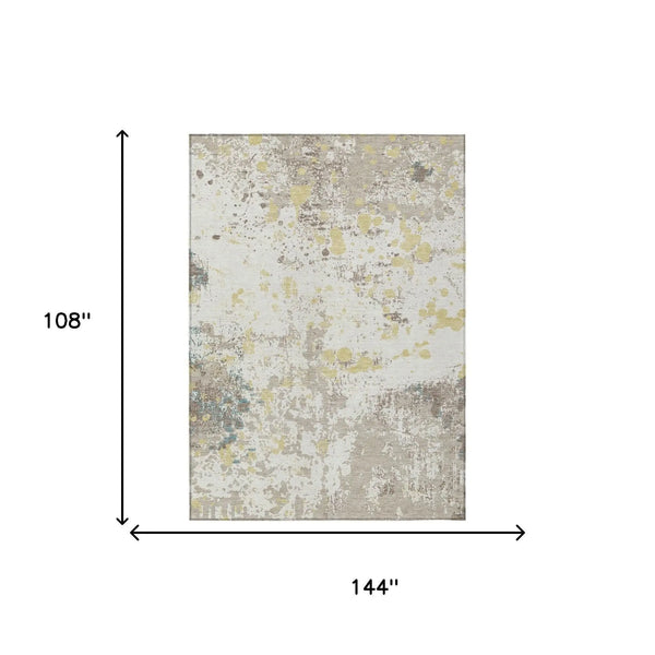 9' X 12' Ivory And Beige Abstract Washable Indoor Outdoor Area Rug Homeroots Outdoor