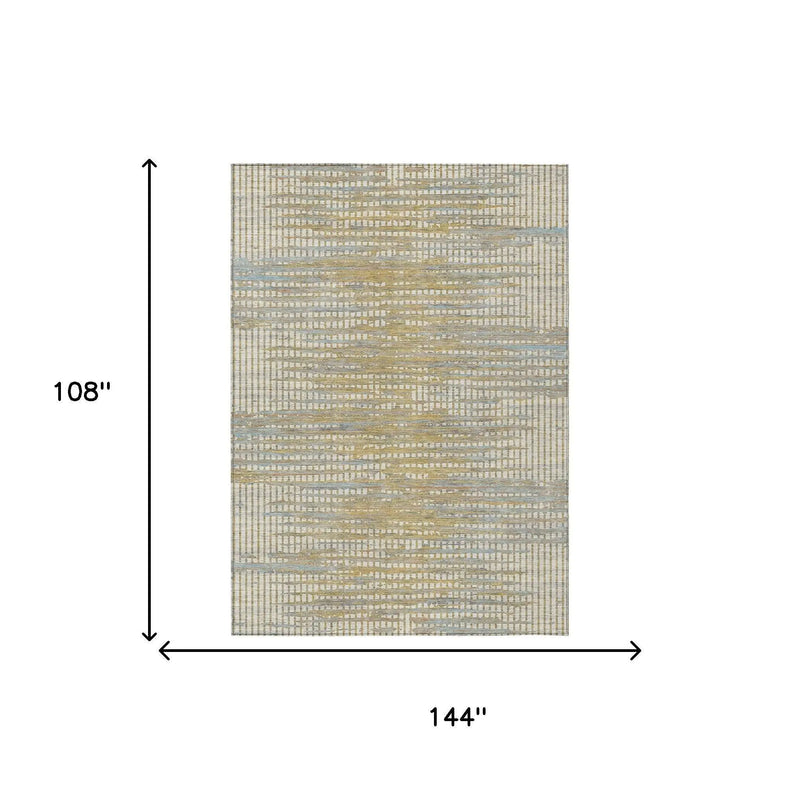 9' X 12' Ivory And Beige Abstract Washable Indoor Outdoor Area Rug Homeroots Outdoor