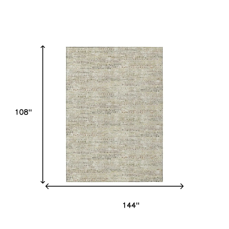 9' X 12' Ivory And Beige Abstract Washable Indoor Outdoor Area Rug Homeroots Outdoor