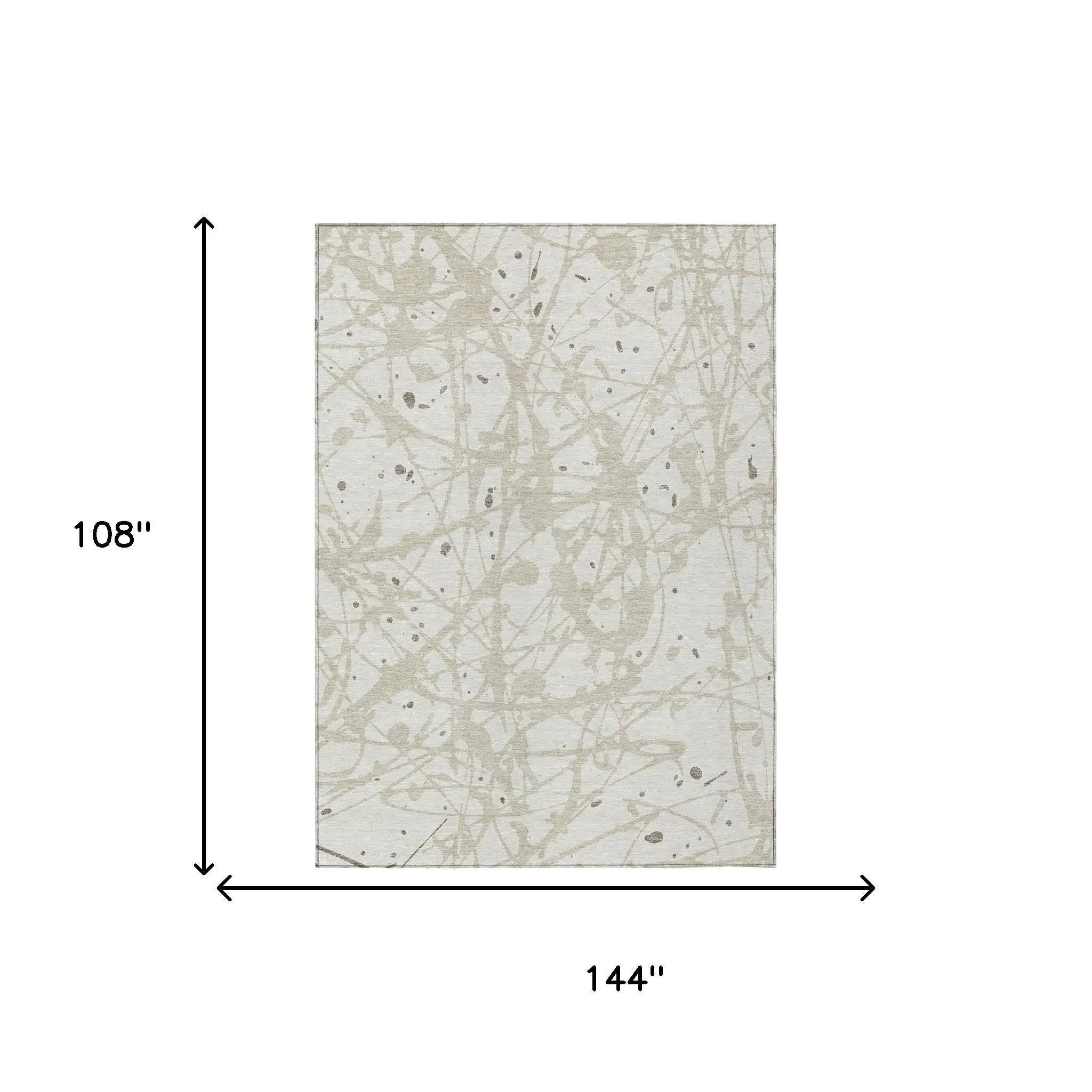 9' X 12' Ivory And Beige Abstract Washable Indoor Outdoor Area Rug Homeroots Outdoor