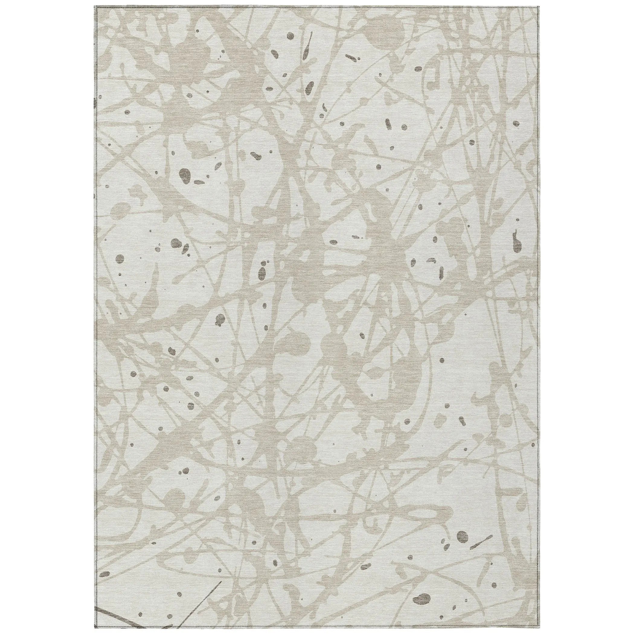 9' X 12' Ivory And Beige Abstract Washable Indoor Outdoor Area Rug Homeroots Outdoor