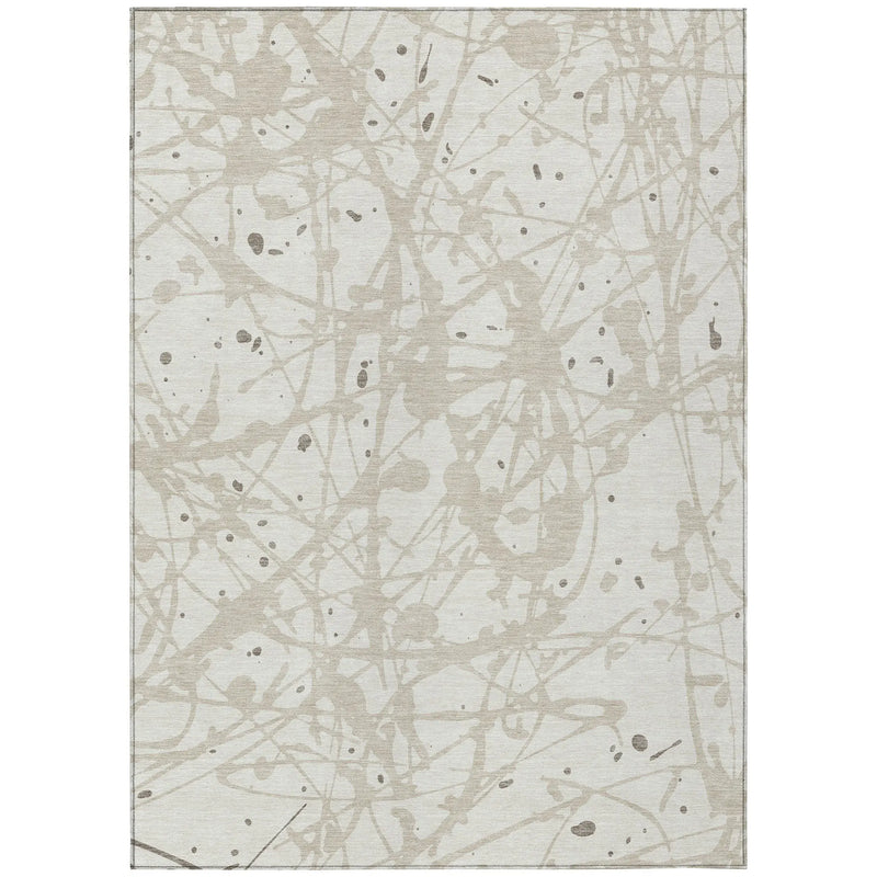 9' X 12' Ivory And Beige Abstract Washable Indoor Outdoor Area Rug Homeroots Outdoor