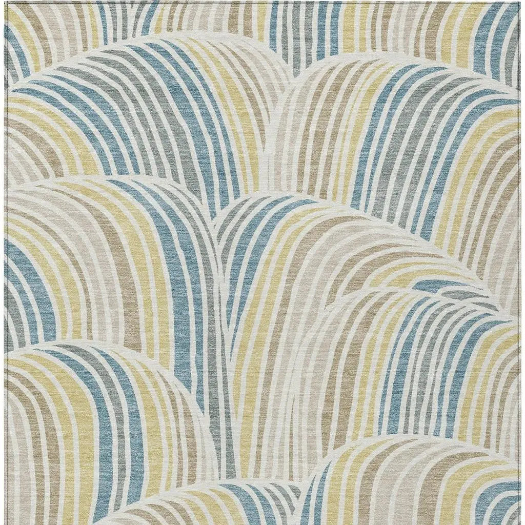9' X 12' Ivory And Beige Abstract Washable Indoor Outdoor Area Rug Homeroots Outdoor