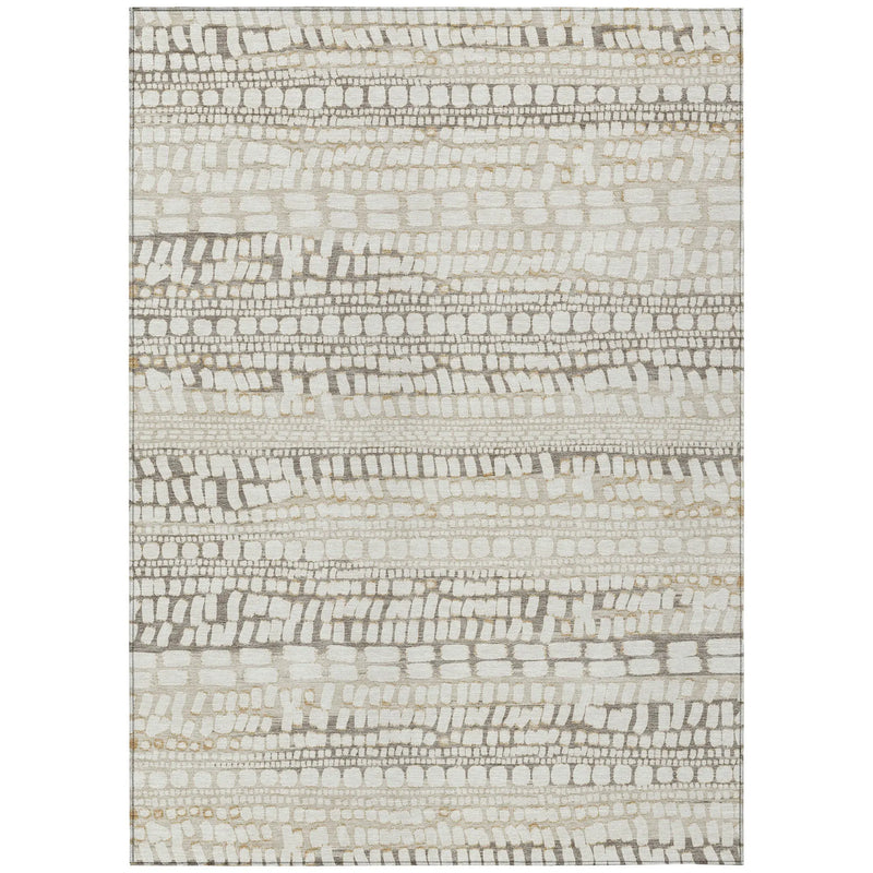 9' X 12' Ivory And Beige Abstract Washable Indoor Outdoor Area Rug Homeroots Outdoor