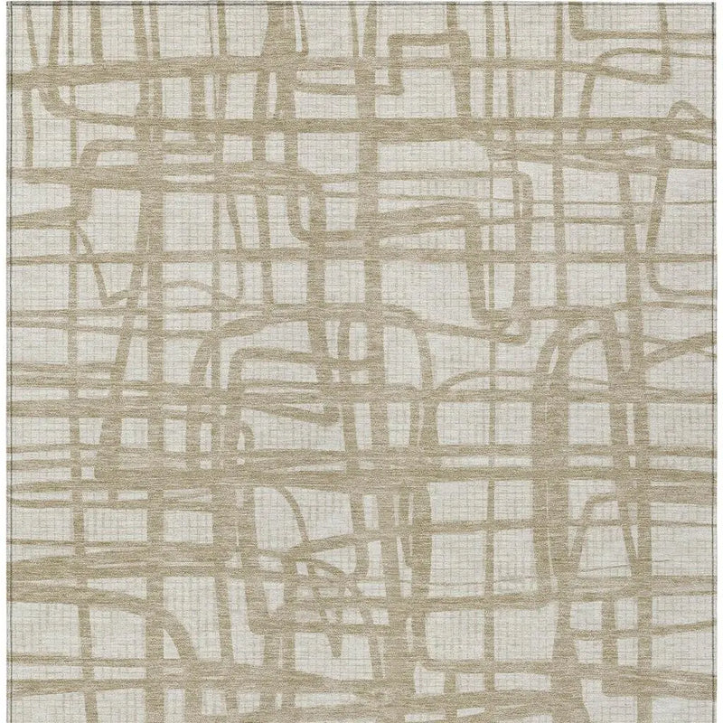 9' X 12' Ivory And Beige Abstract Washable Indoor Outdoor Area Rug Homeroots Outdoor