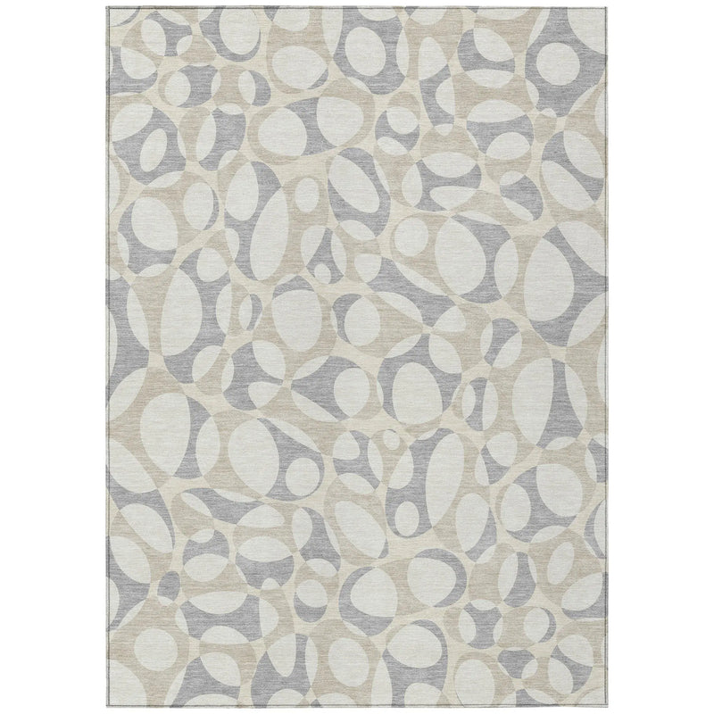 9' X 12' Ivory And Beige Abstract Washable Indoor Outdoor Area Rug Homeroots Outdoor