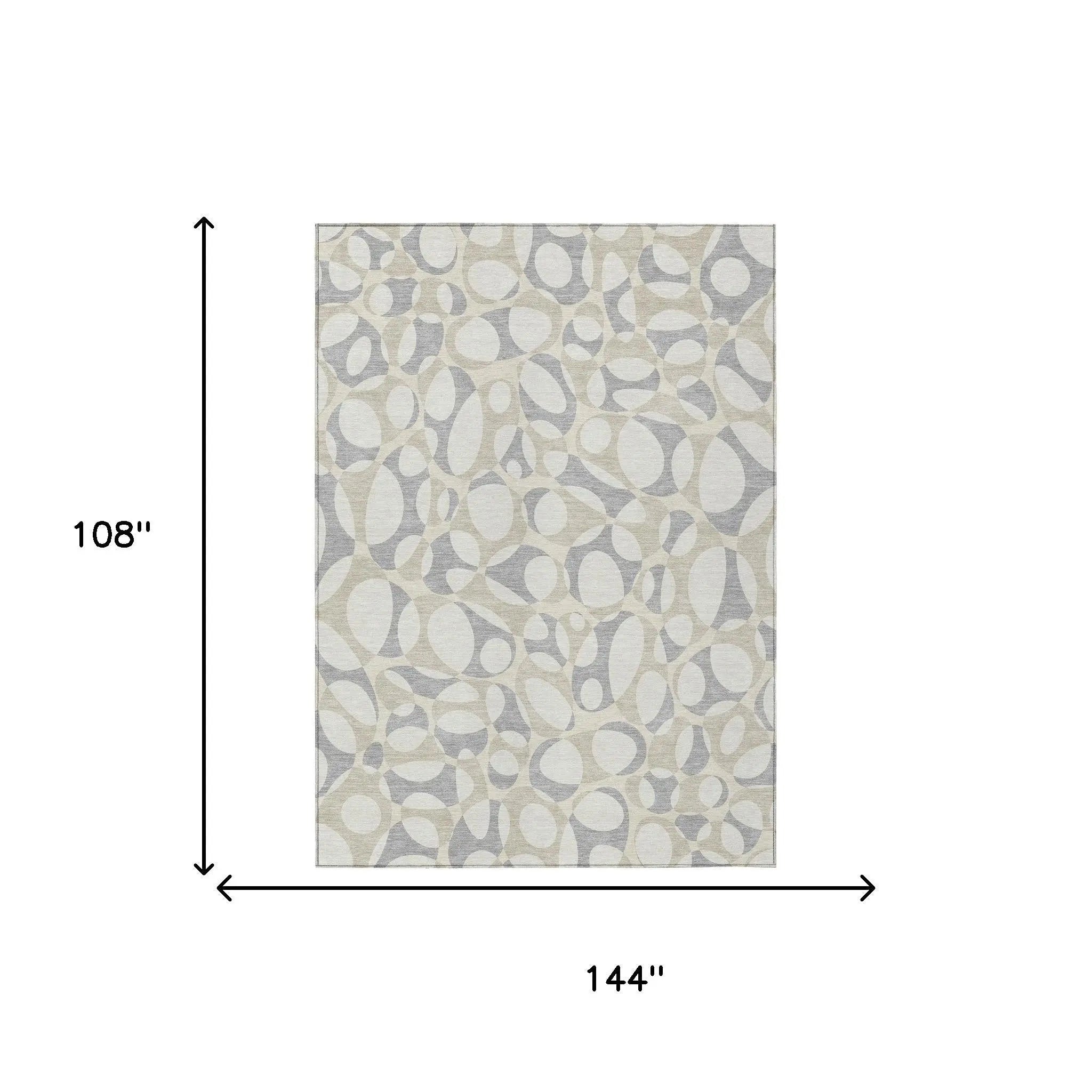 9' X 12' Ivory And Beige Abstract Washable Indoor Outdoor Area Rug Homeroots Outdoor