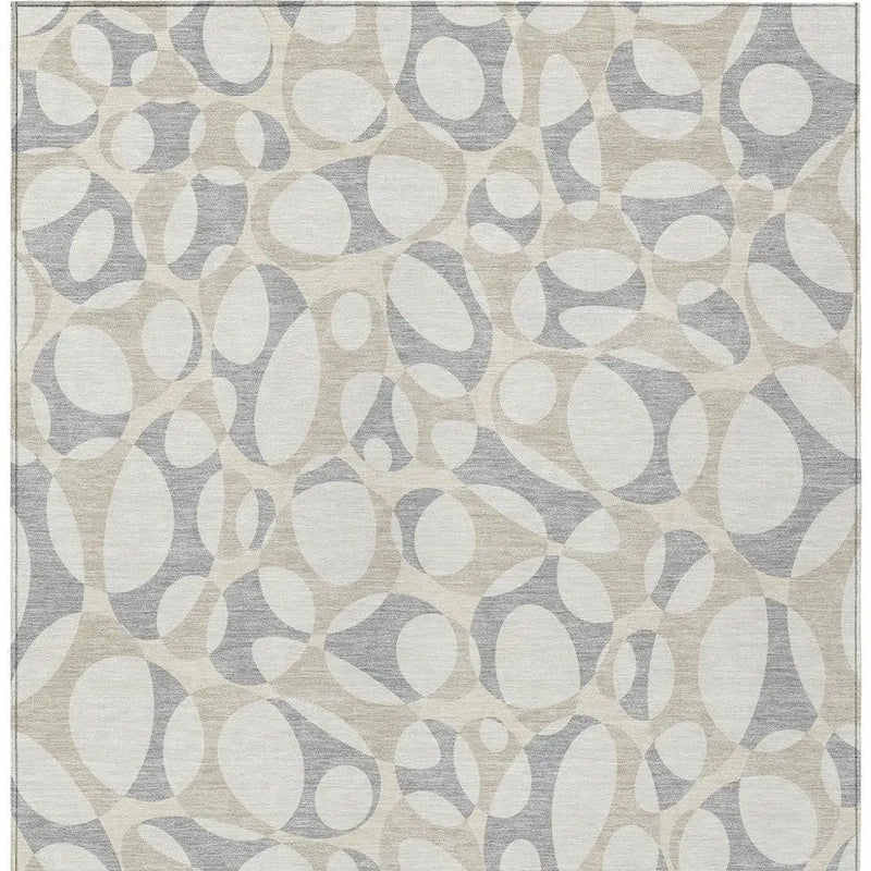 9' X 12' Ivory And Beige Abstract Washable Indoor Outdoor Area Rug Homeroots Outdoor