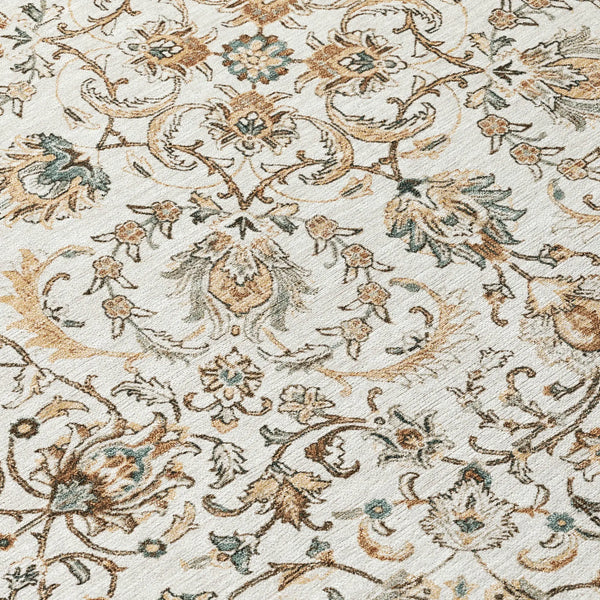 9' X 12' Ivory And Beige Botanical Leaves Washable Indoor Outdoor Area Rug Homeroots Outdoor