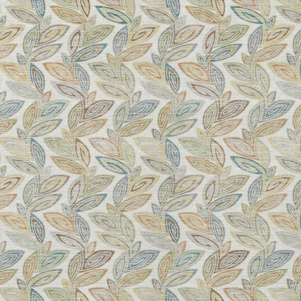 9' X 12' Ivory And Beige Botanical Leaves Washable Indoor Outdoor Area Rug Homeroots Outdoor