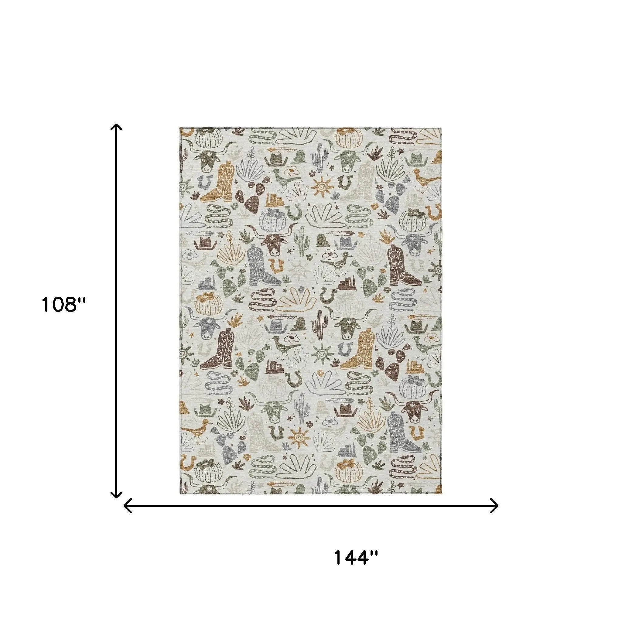 9' X 12' Ivory And Beige Cactus Washable Indoor Outdoor Area Rug Homeroots Outdoor