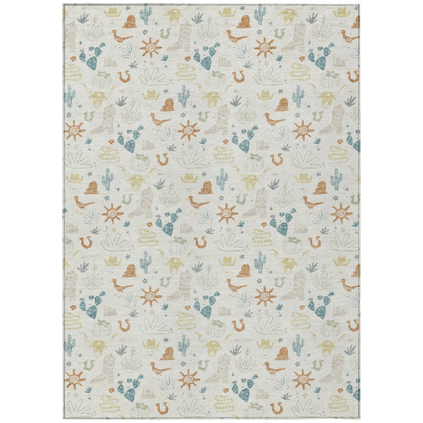 9' X 12' Ivory And Beige Cactus Washable Indoor Outdoor Area Rug Homeroots Outdoor
