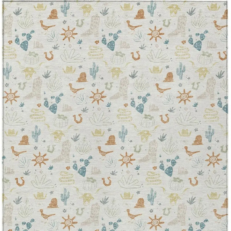 9' X 12' Ivory And Beige Cactus Washable Indoor Outdoor Area Rug Homeroots Outdoor