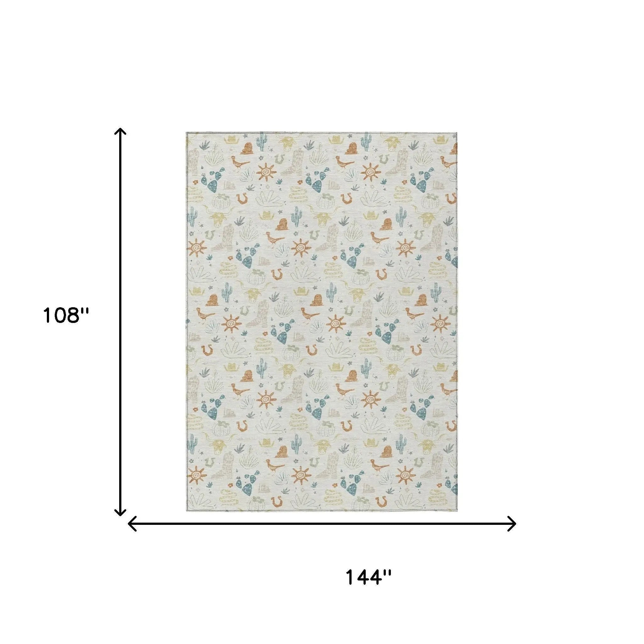 9' X 12' Ivory And Beige Cactus Washable Indoor Outdoor Area Rug Homeroots Outdoor