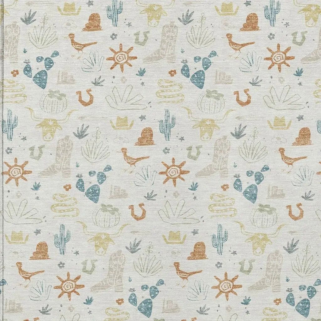 9' X 12' Ivory And Beige Cactus Washable Indoor Outdoor Area Rug Homeroots Outdoor