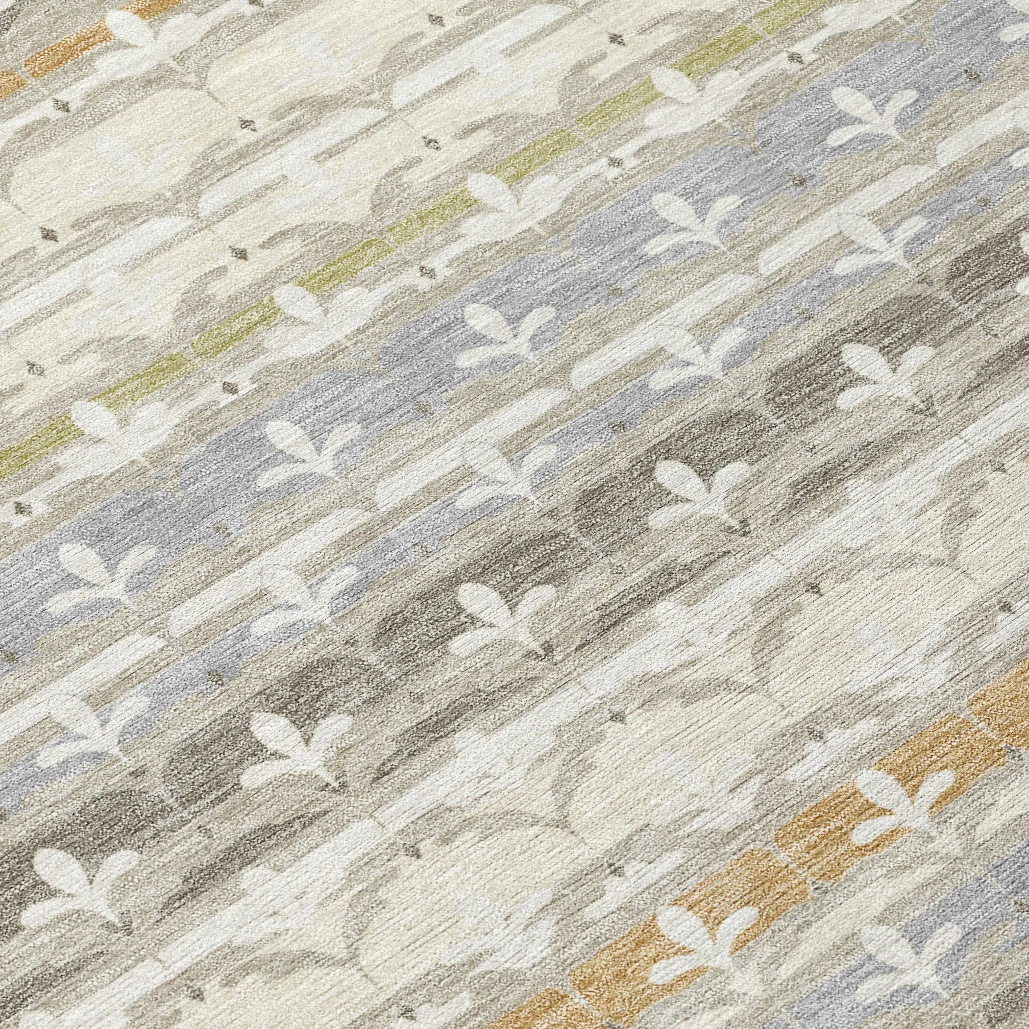 9' X 12' Ivory And Beige Damask Washable Indoor Outdoor Area Rug Homeroots Outdoor